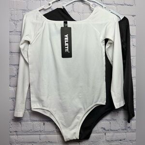 YELETE long sleeve bodysuit. Black and white ones. OSFM NWT